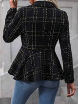 BEAUTIFUL I AM Ruffle Hem Collared Blazer Jacket