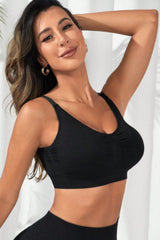 BEAUTIFUL I AM Scoop Neck Cropped Active Sports Bra