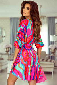 BEAUTIFUL I AM Printed Ruffled Mini Dress