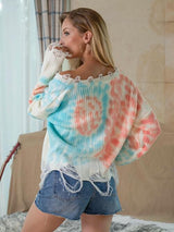 BEAUTIFUL I AM Tie-Dye V-Neck Long Sleeve Sweater