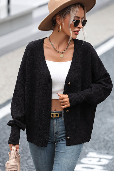 BEAUTIFUL I AM Button-Up Dropped Shoulder Cardigan