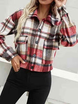 BEAUTIFUL I AM Plaid Collared Neck Button Down Jacket