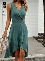 BEAUTIFUL I AM Surplice Neck Pleated Detail Sleeveless Dress