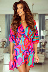 BEAUTIFUL I AM Printed Ruffled Mini Dress