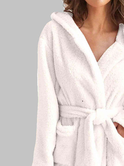 BEAUTIFUL I AM Tie Waist Hooded Robe