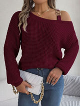 BEAUTIFUL I AM Asymmetrical Neck Long Sleeve Sweater