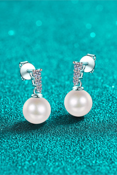 BEAUTIFUL I AM Moissanite Jewelry Pearl Drop Earrings