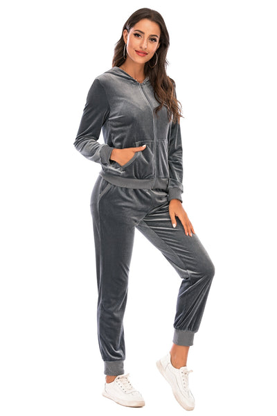 BEAUTIFUL I AM Zip-Up Hooded Jacket and Pants Set