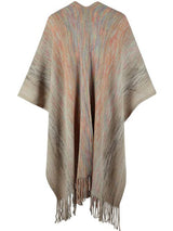 BEAUTIFUL I AM Heathered Fringe Hem Poncho