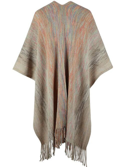 BEAUTIFUL I AM Heathered Fringe Hem Poncho