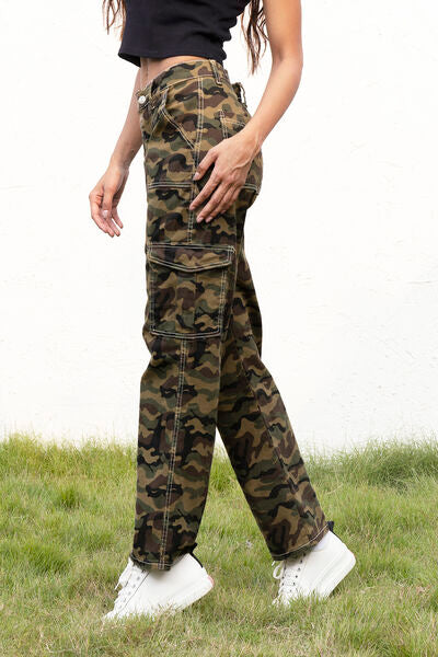 BEAUTIFUL I AM Camouflage Straight Leg Cargo Pants