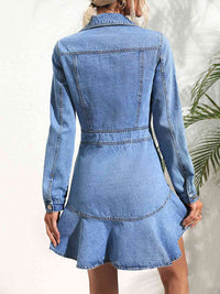 BEAUTIFUL I AM Collared Neck Button Down Denim Dress