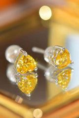 BEAUTIFUL I AM 2 Carat Yellow Heart Moissanite Jewelry Platinum-Plated Earrings