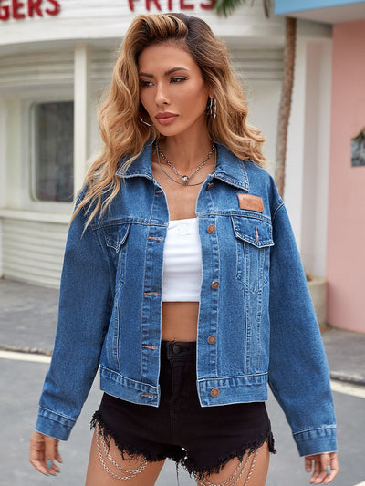 BEAUTIFUL I AM Dropped Shoulder Denim Packable Jacket with Pockets