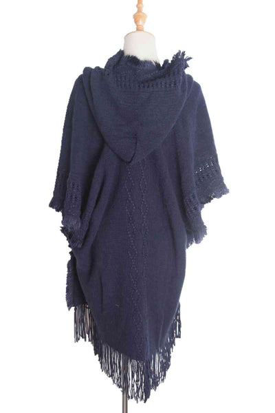 BEAUTIFUL I AM Fringe Hem Hooded Poncho