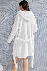 BEAUTIFUL I AM Fuzzy Tied Pocketed Hooded Lounge Robe