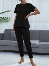 BEAUTIFUL I AM Round Neck Short Sleeve Top and Pants Set