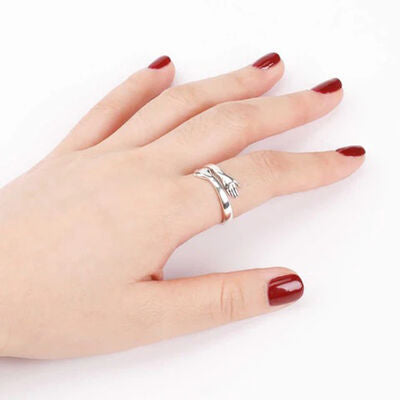 BEAUTIFUL I AM Hug Shape 925 Sterling Silver Jewelry Bypass Ring