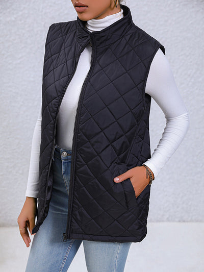 BEAUTIFUL I AM Zip-Up Vest Jacket with Pockets