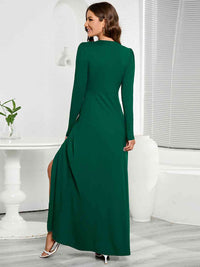 BEAUTIFUL I AM V-Neck Long Sleeve Split Dress