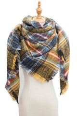 BEAUTIFUL I AM Plaid Raw Hem Polyester Scarf