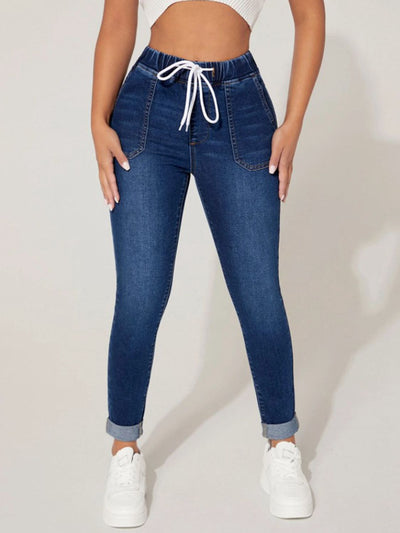 BEAUTIFUL I AM Drawstring Cropped Jeans