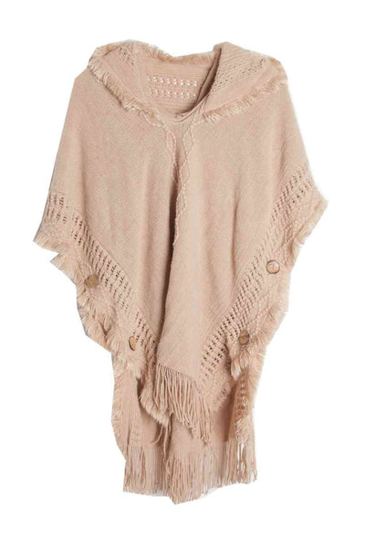 BEAUTIFUL I AM Fringe Hem Hooded Poncho