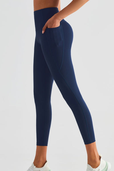 BEAUTIFUL I AM Wide Waistband Sports Leggings with Pockets Active Wear