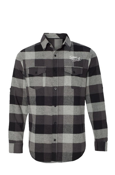 EG3BEATS MERCH LIFE Long Sleeve Flannel Grey And Black Shirt