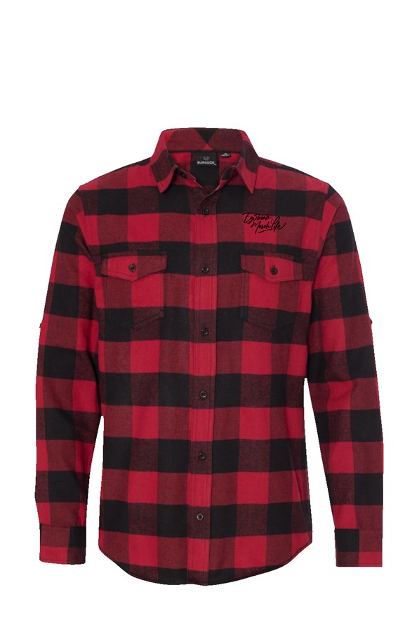 EG3BEATS MERCH LIFE Long Sleeve Flannel Shirt Red And Black