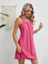 BEAUTIFUL I AM Eyelet Grecian Neck Mini Dress