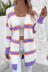 BEAUTIFUL I AM Striped Dropped Shoulder Cardigan