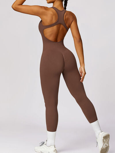 BEAUTIFUL I AM Cutout Racerback Active Wear Jumpsuit