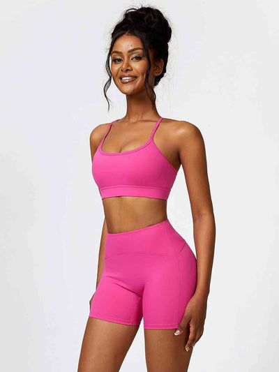 BEAUTIFUL I AM Sport Bra and Wide Waistband Shorts Active Wear Set