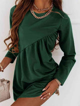 BEAUTIFUL I AM Ruched Round Neck Long Sleeve Dress