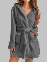 BEAUTIFUL I AM Tie Waist Hooded Robe