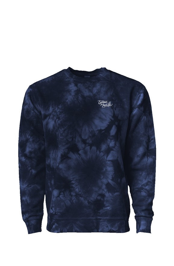 EG3BEATS MERCH LIFE Tie Dye Crewneck Navy Sweatshirt