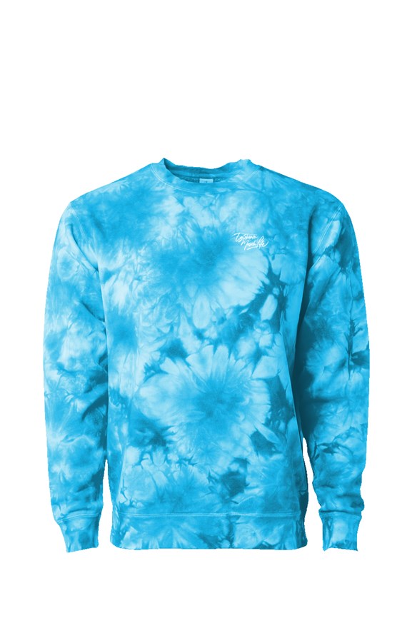 EG3BEATS MERCH LIFE Tie Dye Crewneck Blue Sweatshirt