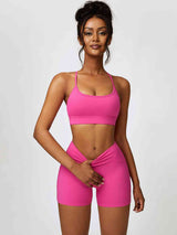 BEAUTIFUL I AM Sport Bra and Wide Waistband Shorts Active Wear Set