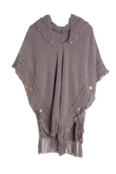 BEAUTIFUL I AM Fringe Hem Hooded Poncho