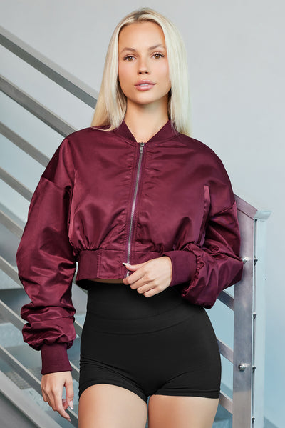 BEAUTIFUL I AM Zip-Up Ruched Cropped Jacket