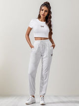 BEAUTIFUL I AM Butterfly Round Neck Top and Drawstring Pants Set