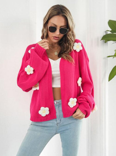 BEAUTIFUL I AM Floral Open Front Long Sleeve Cardigan