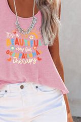 BEAUTIFUL I AM Full Size Letter Graphic Scoop Neck Tank Shirt