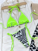 BEAUTIFUL I AM Zebra Print Halter Neck Bikini Swim Set