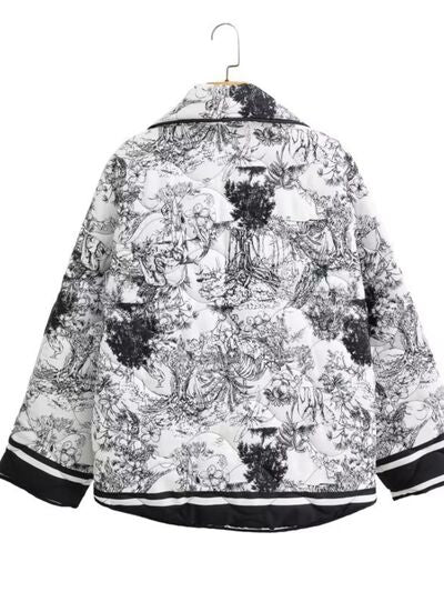 BEAUTIFUL I AM Printed Long Sleeve Winter Jacket Coat with Pockets