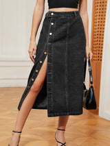 BEAUTIFUL I AM Button Down Denim Skirt