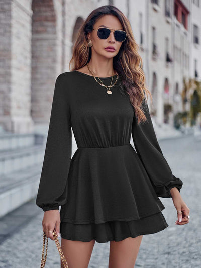 BEAUTIFUL I AM Round Neck Layered Mini Dress