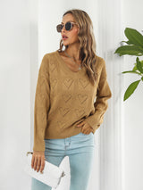 BEAUTIFUL I AM Openwork V-Neck Sweater