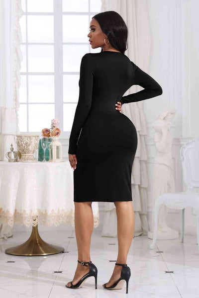 BEAUTIFUL I AM Cutout Twisted Long Sleeve Dress